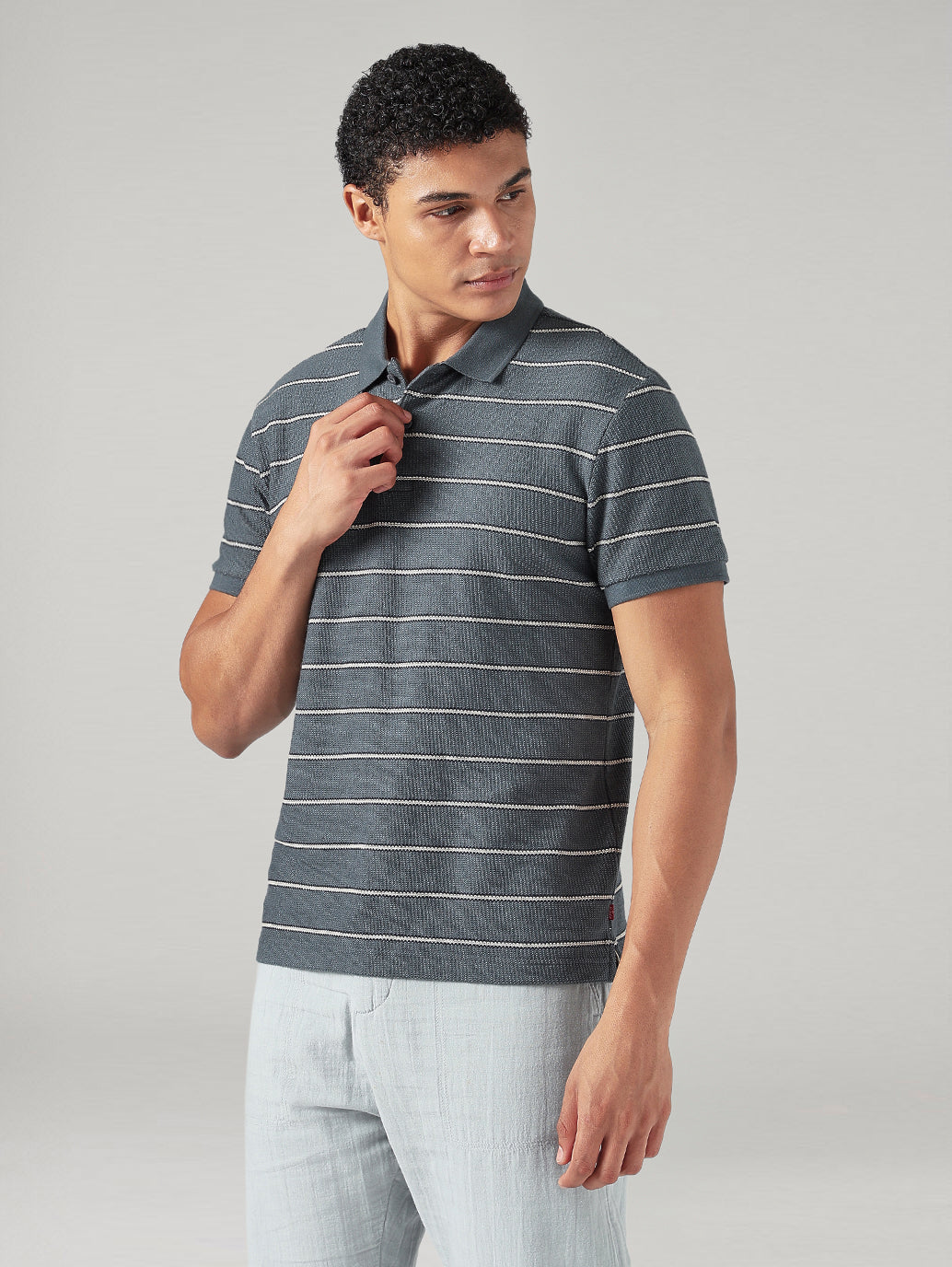 Men's Striped Regular Polo T-shirt - SIde View
