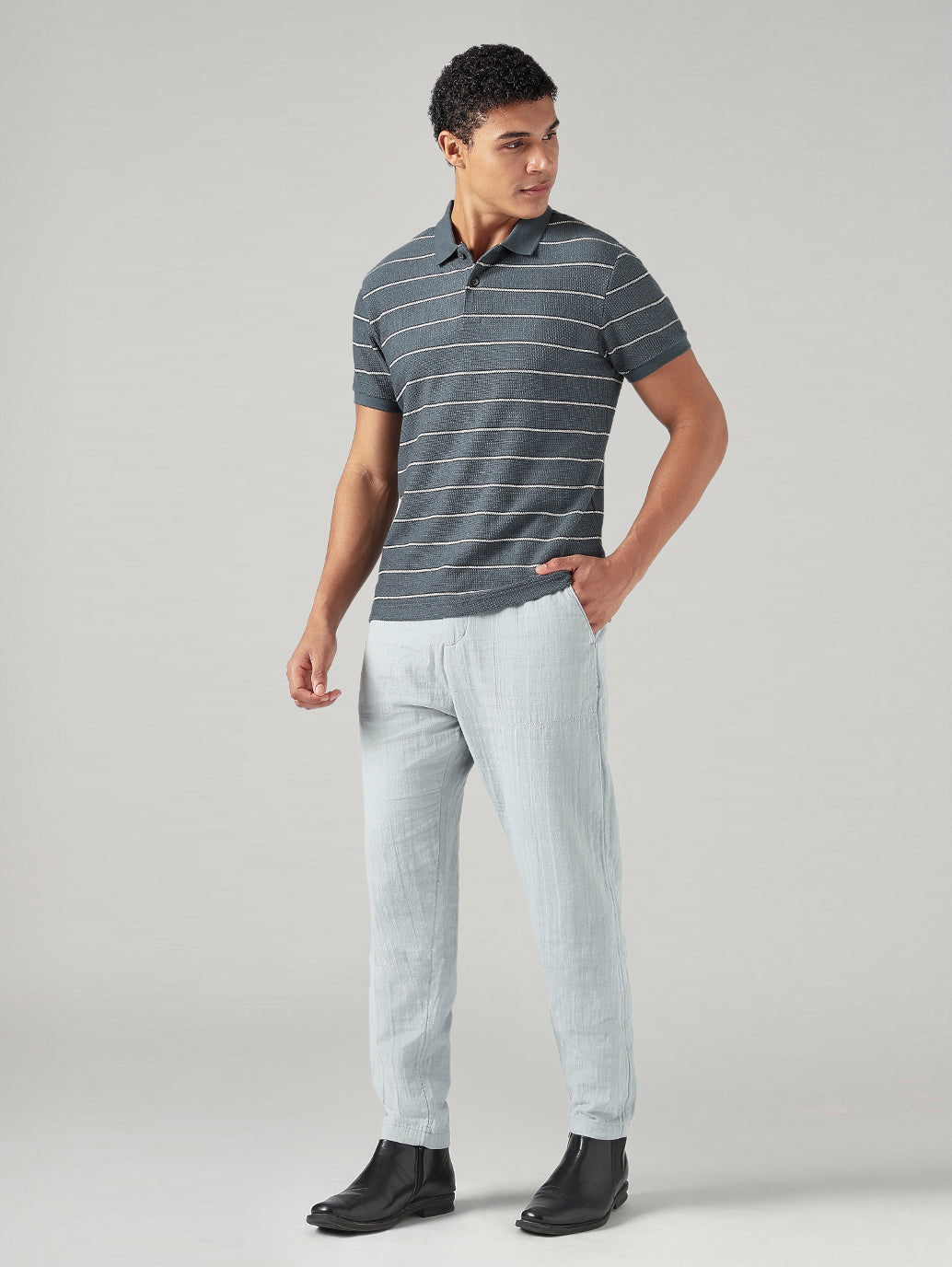 Men's Striped Regular Polo T-shirt - Full View