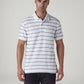 Men's Striped White Polo T-shirt - Front View
