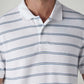 Men's Striped White Polo T-shirt - Detail View
