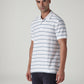 Men's Striped White Polo T-shirt - Side View