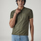 Men's Textured Olive Ribbed Polo T-shirt - 20 View
