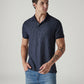 Men's Textured Dark Indigo Ribbed Polo T-shirt - 20 View