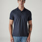 Men's Textured Dark Indigo Ribbed Polo T-shirt - 20 View
