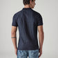 Men's Textured Dark Indigo Ribbed Polo T-shirt - 20 View