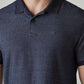 Men's Textured Dark Indigo Ribbed Polo T-shirt - 20 View
