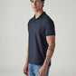 Men's Textured Dark Indigo Ribbed Polo T-shirt - 20 View