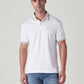 Men's Solid White Interlock Polo T shirt - Front View