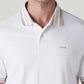 Men's Solid White Interlock Polo T shirt - Detail View
