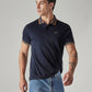 Men's Solid Navy Interlock Polo T-shirt - Styleshot View