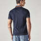 Men's Solid Navy Interlock Polo T-shirt - Back View