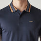Men's Solid Navy Interlock Polo T-shirt - Detail View