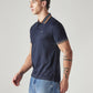 Men's Solid Navy Interlock Polo T-shirt - Side View