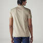 Men's Solid Beige Interlock Polo T-Shirt - Back View