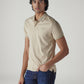Men's Solid Beige Interlock Polo T-Shirt - Side View