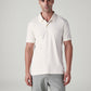 Men's Solid Off White Interlock Polo T shirt - Front View