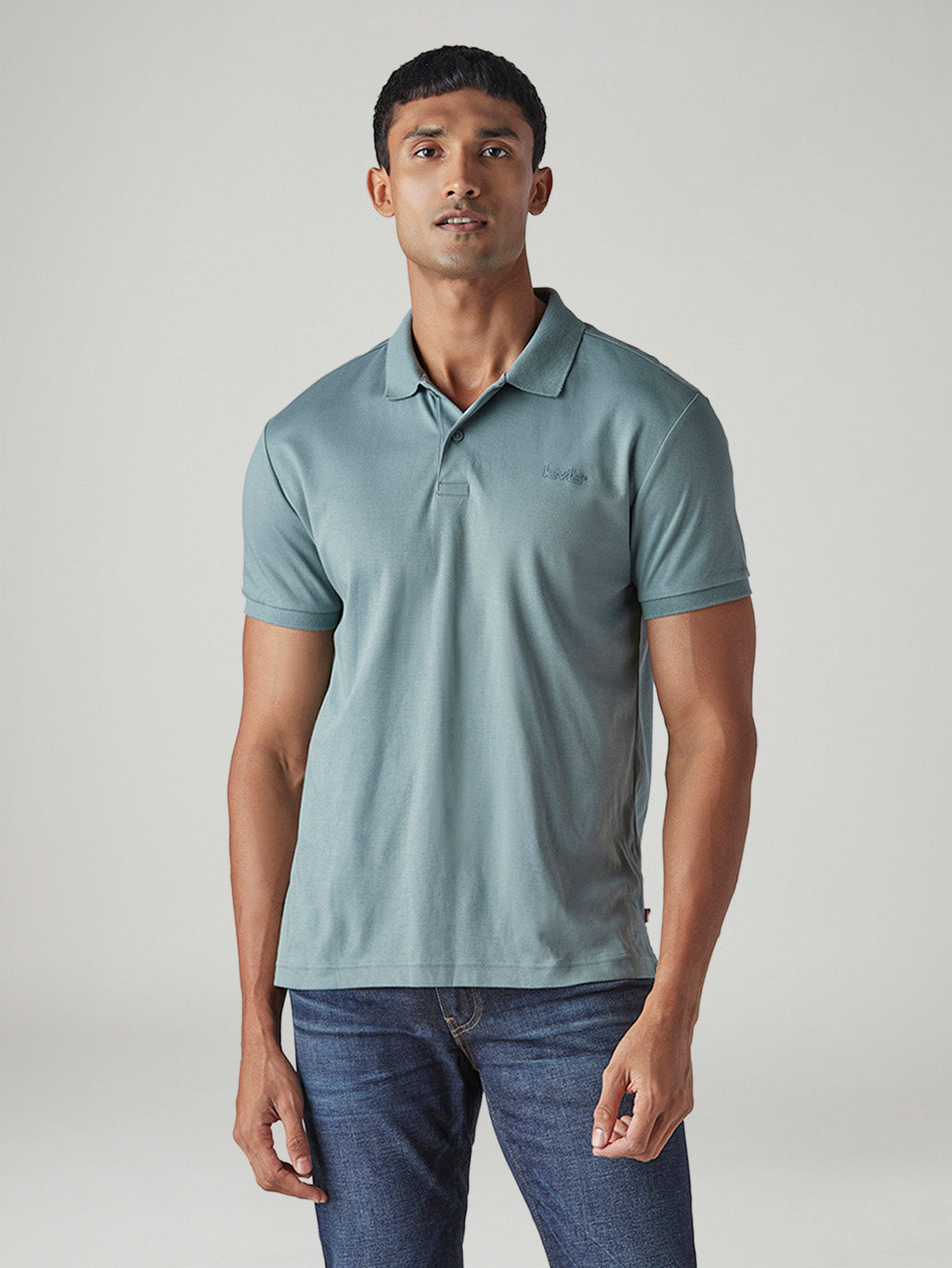 Men's Solid Blue Interlock Polo T-shirt
