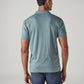 Men's Solid Blue Interlock Polo T-shirt - Back View