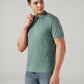 Men's Solid Sage Interlock Polo T-shirt - SIde View