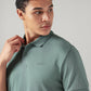 Men's Solid Sage Interlock Polo T-shirt - 20 View