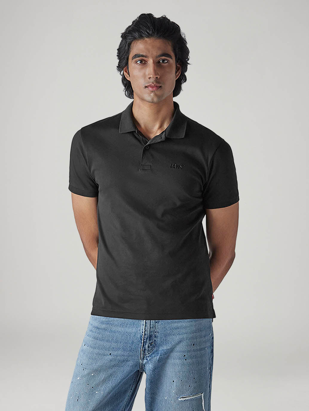 Men's Solid Black Interlock Polo T-Shirt