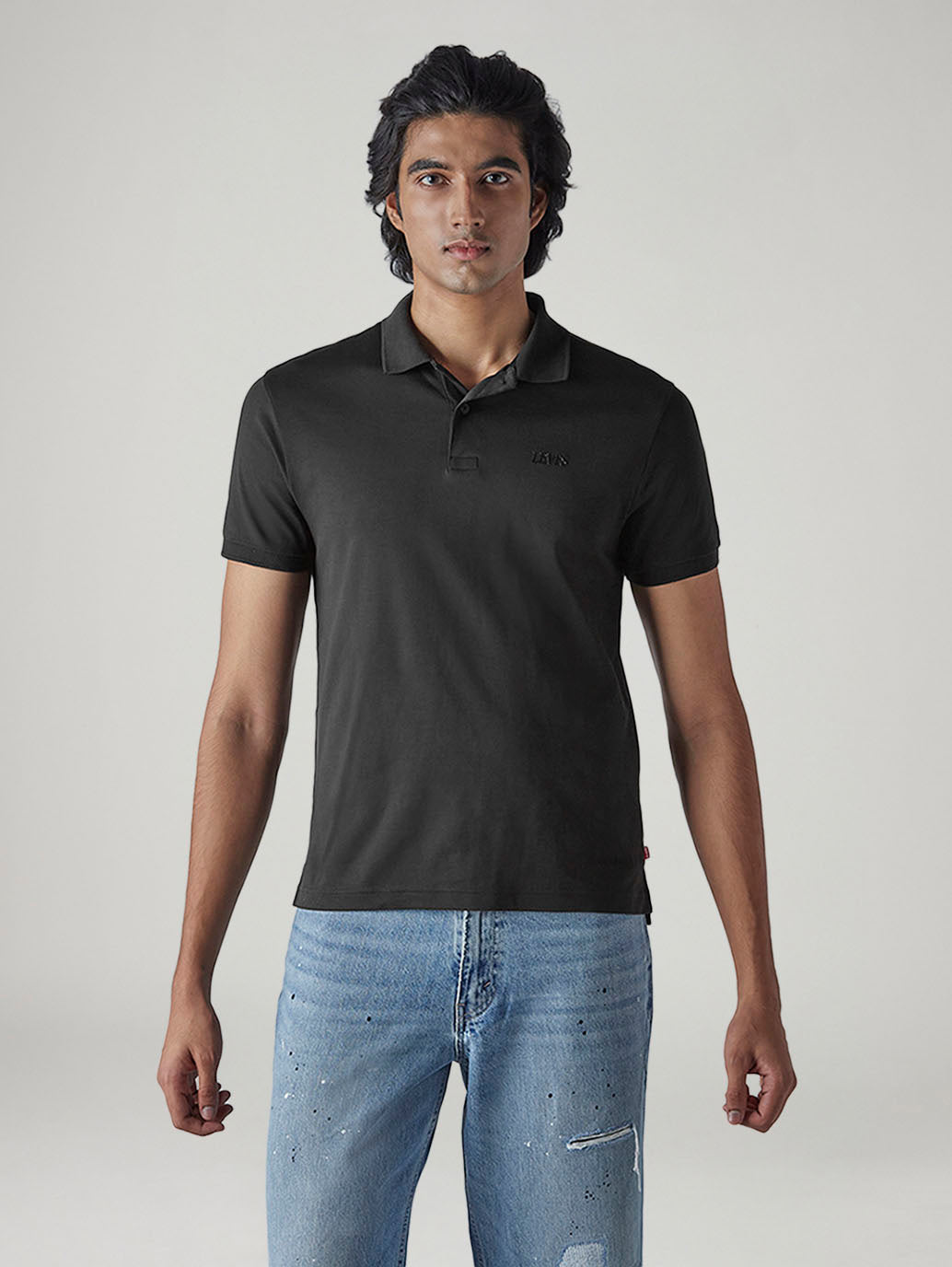 Men's Solid Black Interlock Polo T-Shirt - 20 View