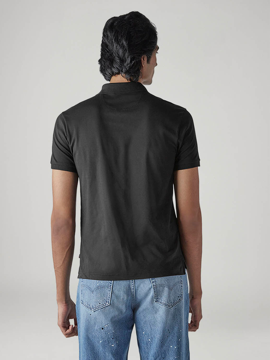 Men's Solid Black Interlock Polo T-Shirt - 20 View