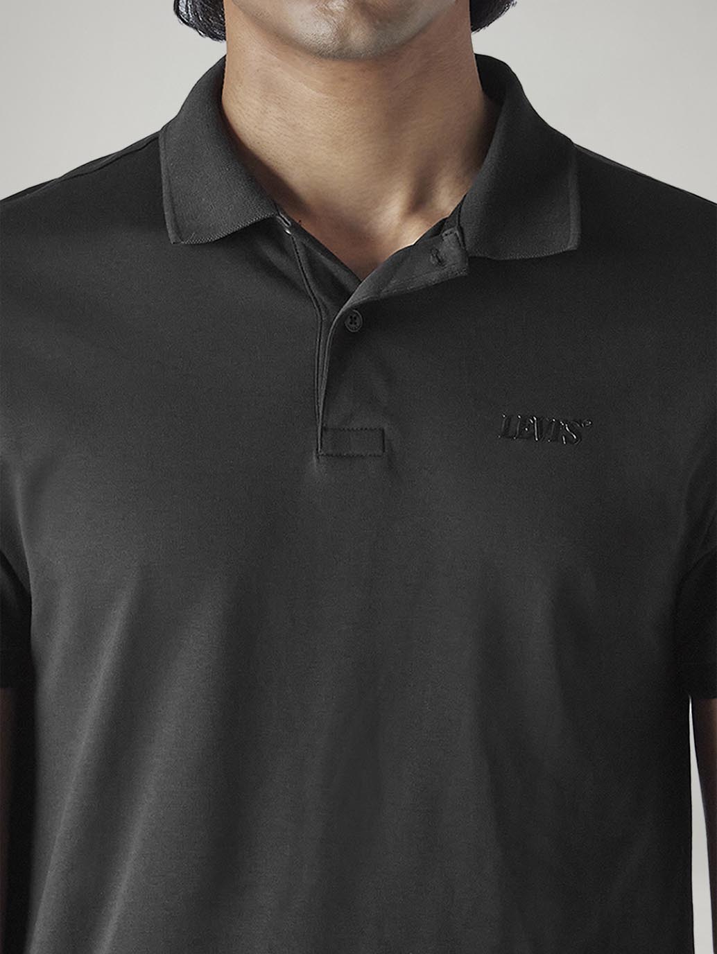 Men's Solid Black Interlock Polo T-Shirt - 20 View