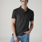 Men's Striped Black Jersey Polo T-shirt - Styleshot View
