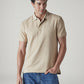 Men's Striped Beige Jersey Polo T-shirt - Styleshot View