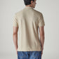 Men's Striped Beige Jersey Polo T-shirt - Back View
