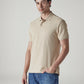 Men's Striped Beige Jersey Polo T-shirt - Side View