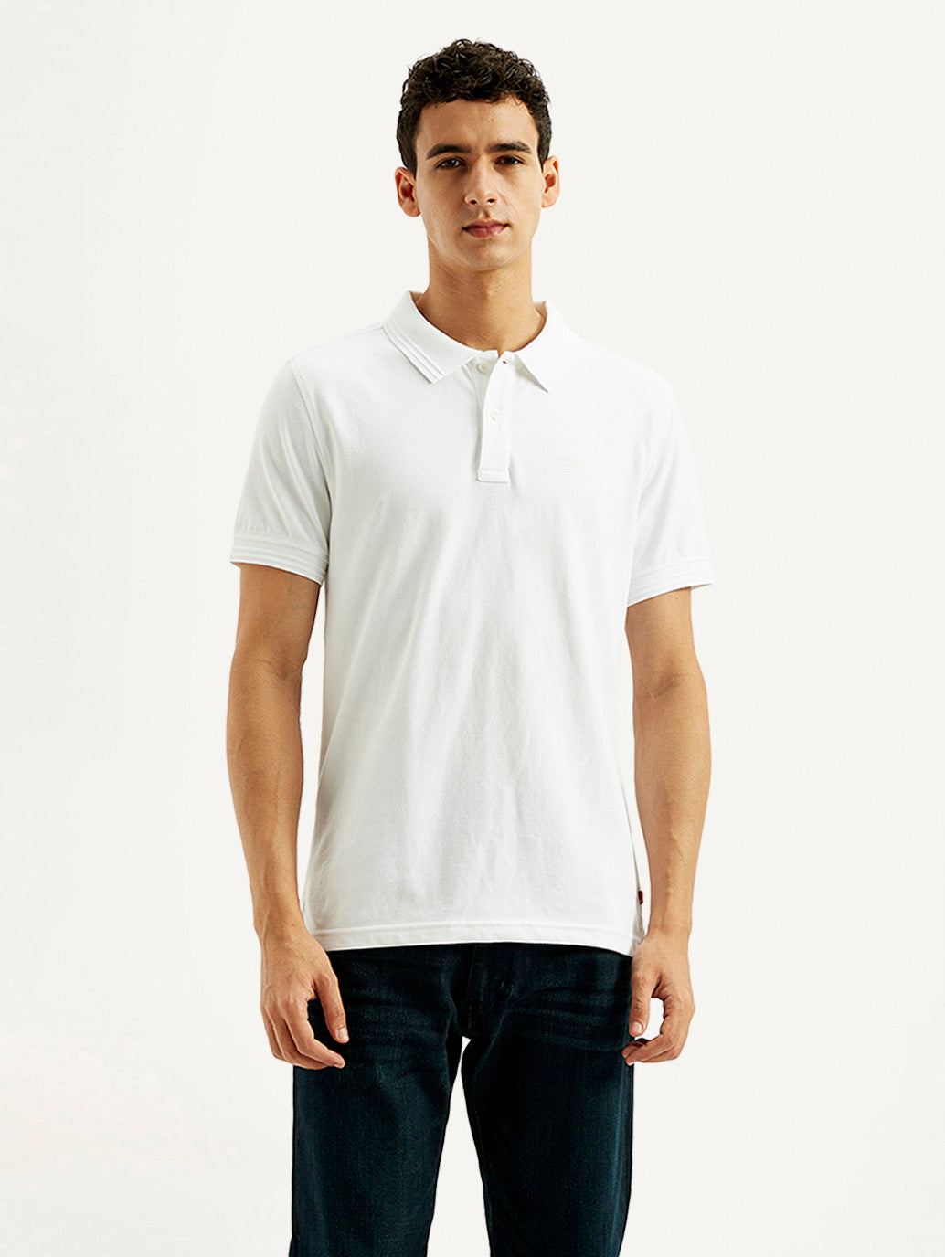 Men's Solid Slim Fit Polo T-shirt - Front View