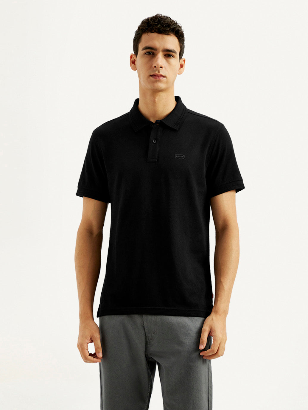 Men's Solid Slim Fit Polo T-shirt - Front View