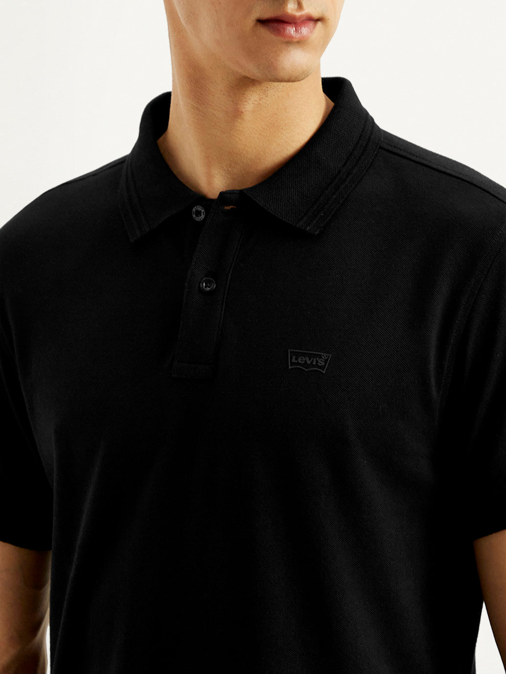 Men's Solid Slim Fit Polo T-shirt - Detail View