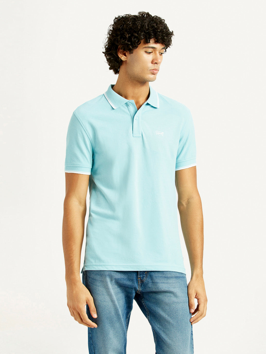 Men's Solid Slim Fit Polo T-Shirt - Front View
