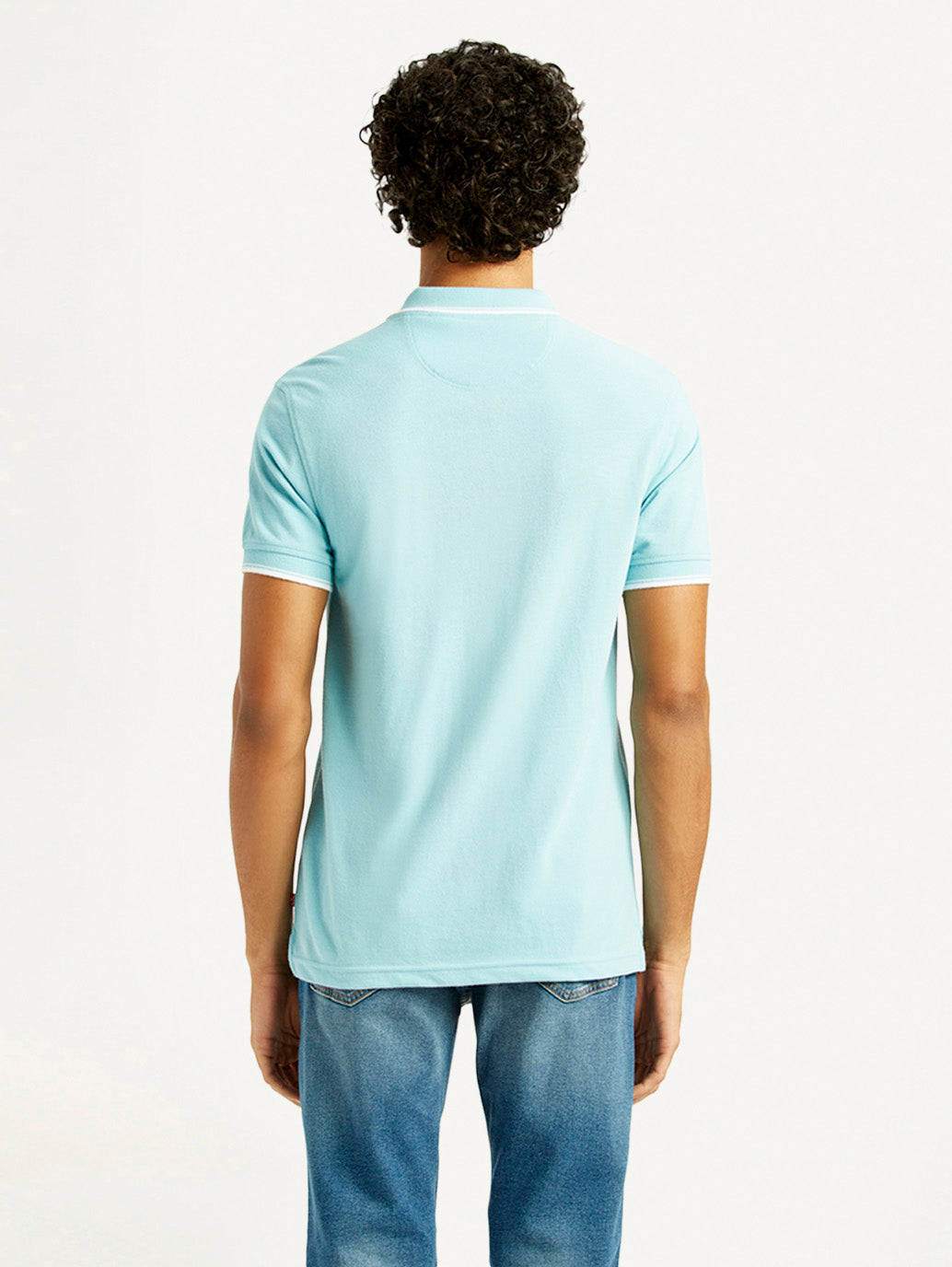 Men's Solid Slim Fit Polo T-Shirt - Back View