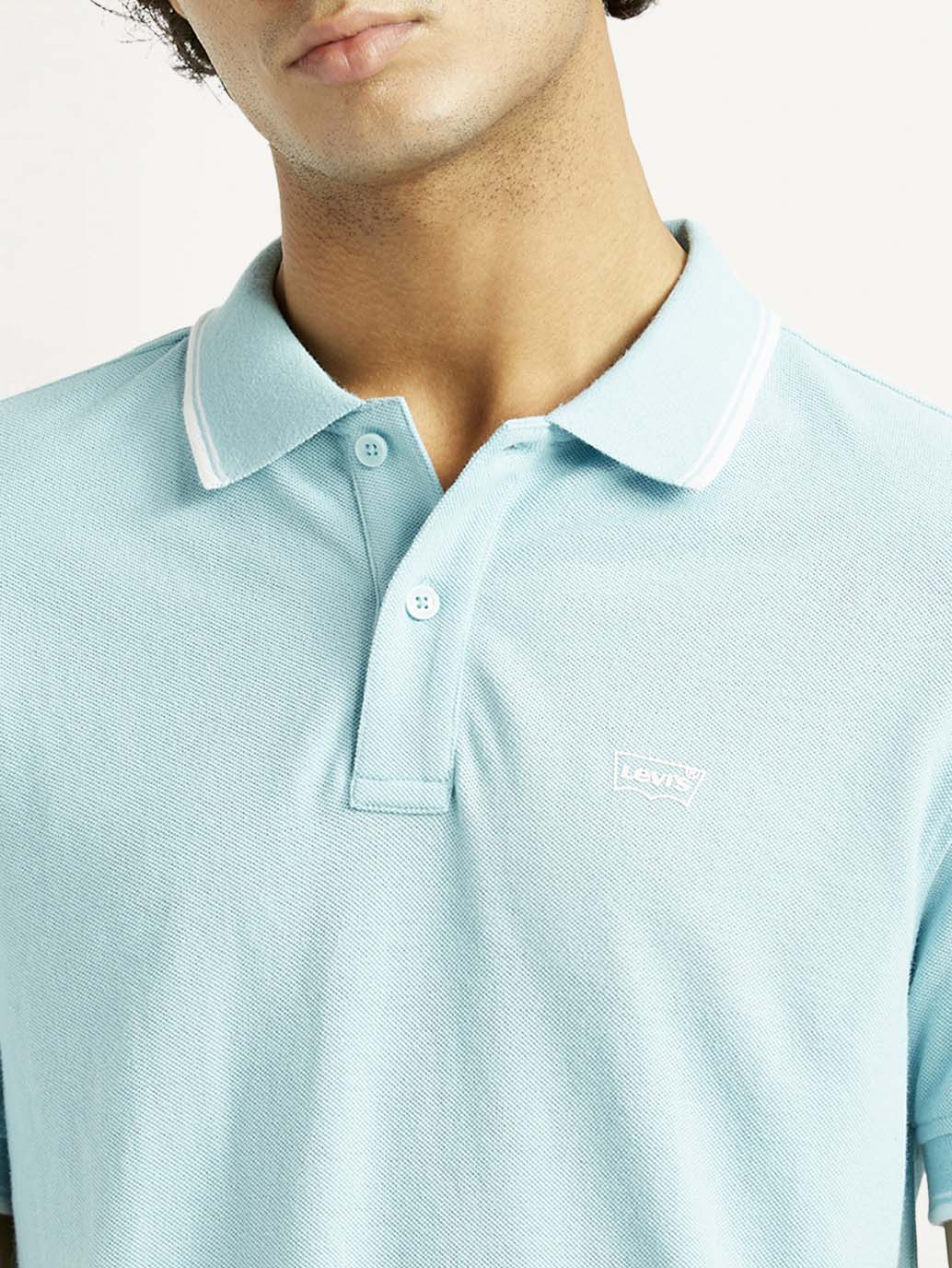 Men's Solid Slim Fit Polo T-Shirt - Detail View