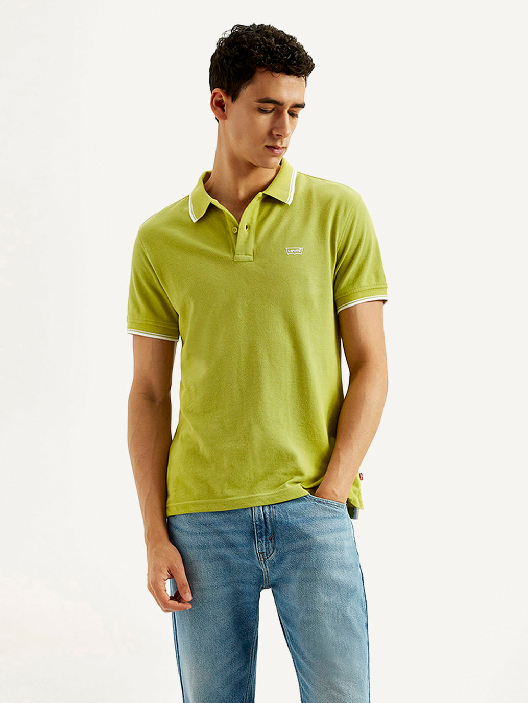 Men's Solid Slim Fit Polo T-shirt - Styleshot View
