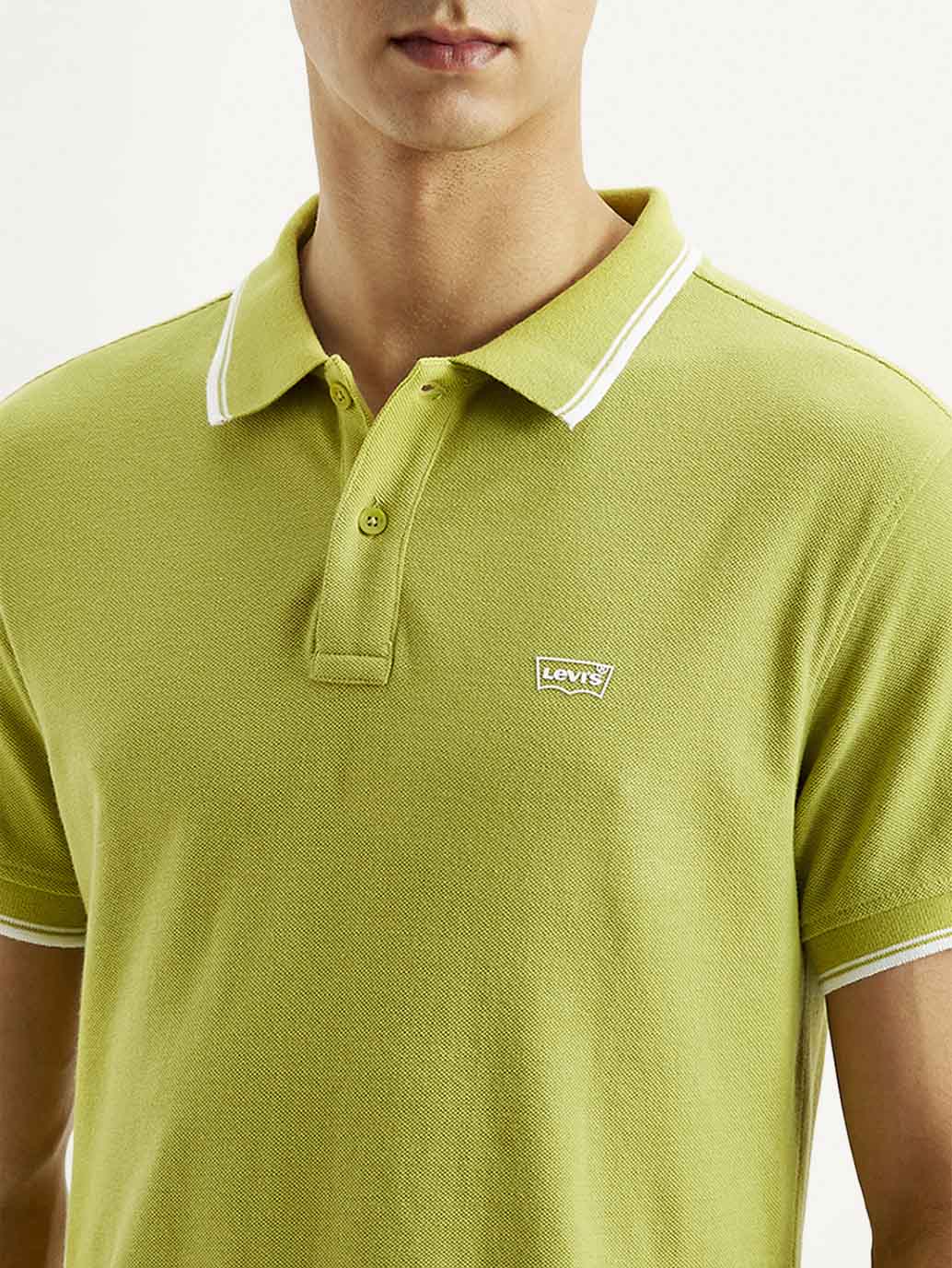 Men's Solid Slim Fit Polo T-shirt - Detail View
