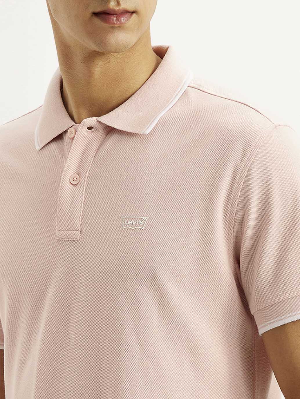 Men's Solid Slim Fit Polo T-shirt - Detail View