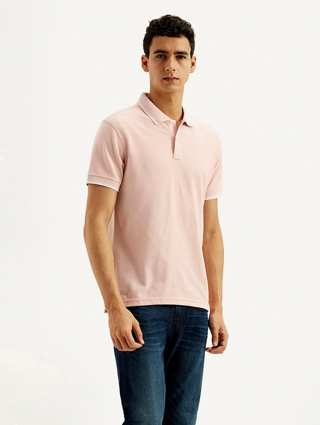 Men's Solid Slim Fit Polo T-shirt - Side View