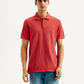 Men's Solid Overdyed Slim Fit Polo T-shirt - Front View