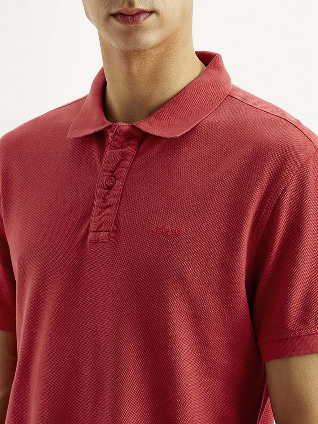 Men's Solid Overdyed Slim Fit Polo T-shirt - Detail View