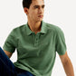 Men's Solid Overdyed Slim Fit Polo T-shirt - Elevated View