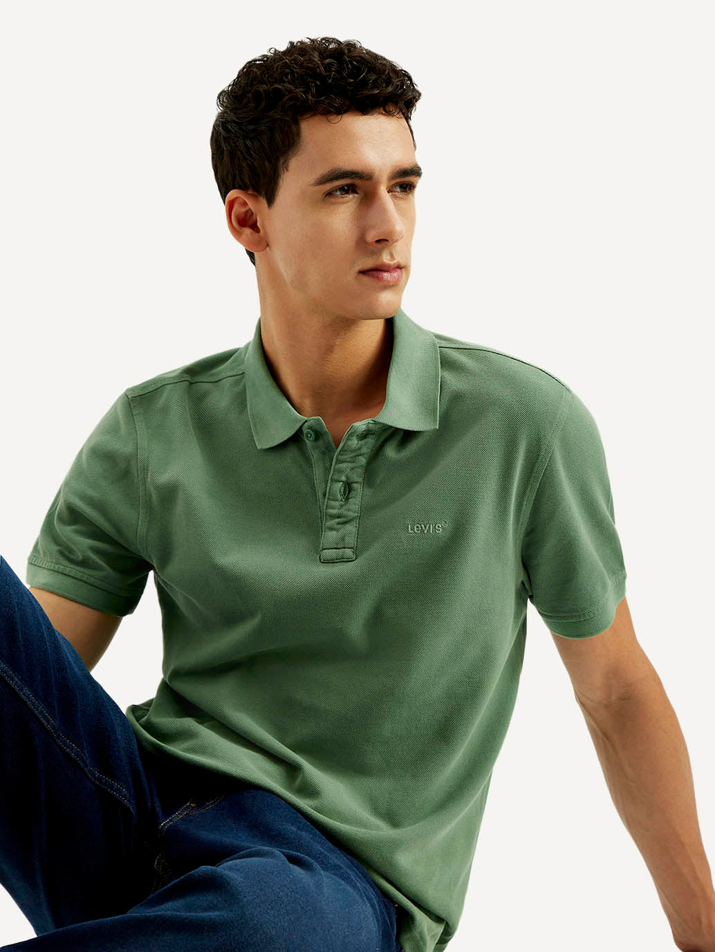 Men's Solid Overdyed Slim Fit Polo T-shirt