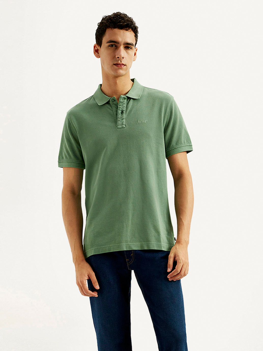 Men's Solid Overdyed Slim Fit Polo T-shirt - Styleshot View