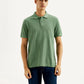 Men's Solid Overdyed Slim Fit Polo T-shirt - Front View