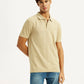 Men's Solid Beige Slim Fit Polo T-shirt - Styleshot View