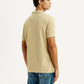 Men's Solid Beige Slim Fit Polo T-shirt - Back View